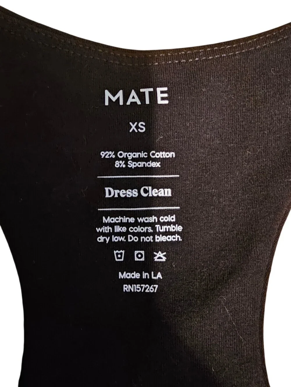NWT MATE the Label XS Organic Cotton Black Racerback Bra size XS